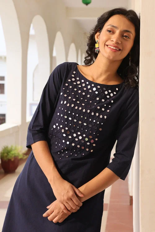 Okhai 'Shinning Stardust' Pure Cotton Hand Embroidered mirrorwork Kurta