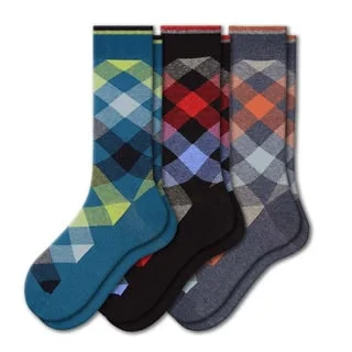 Men's Dress Casual 3 Pair Pack Combed Cotton Crew Argyle Socks