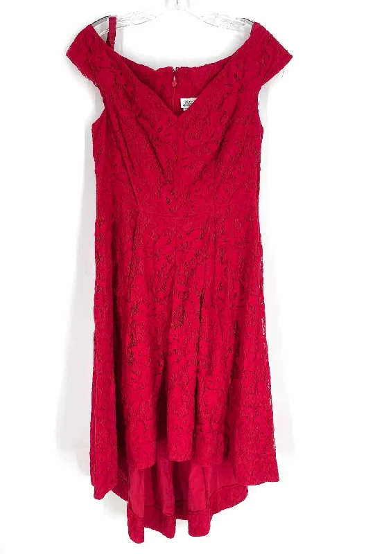 Size 14 Red Floral Lace Designer Dress