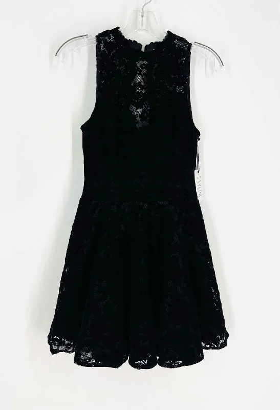 Size S Black Floral Velvet NEW Designer Dress