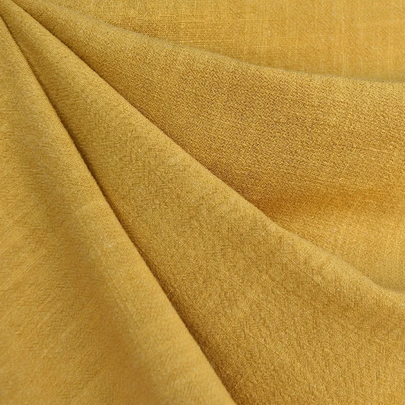 Slub Texture Linen Blend Solid Mustard