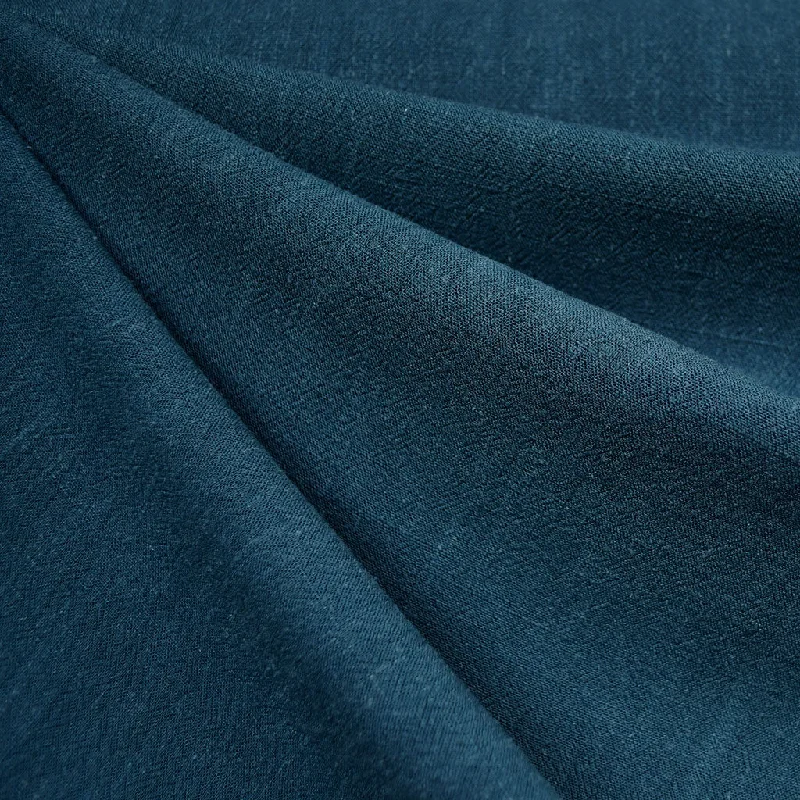 Slub Texture Linen Blend Solid Ocean