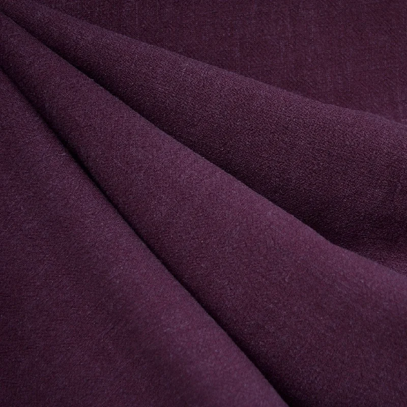 Slub Texture Linen Blend Solid Plum