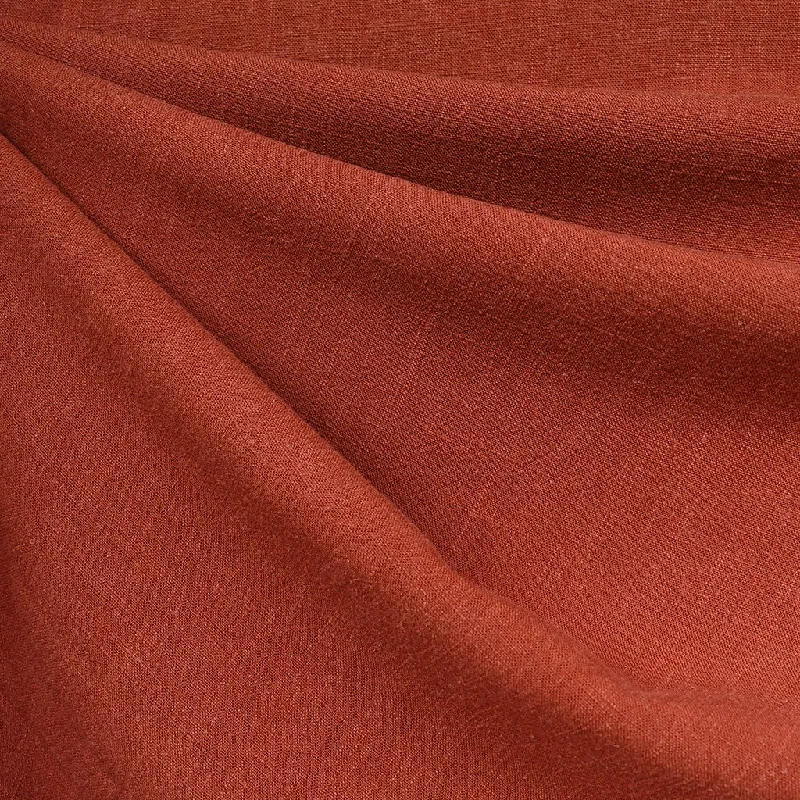 Slub Texture Linen Blend Solid Rust