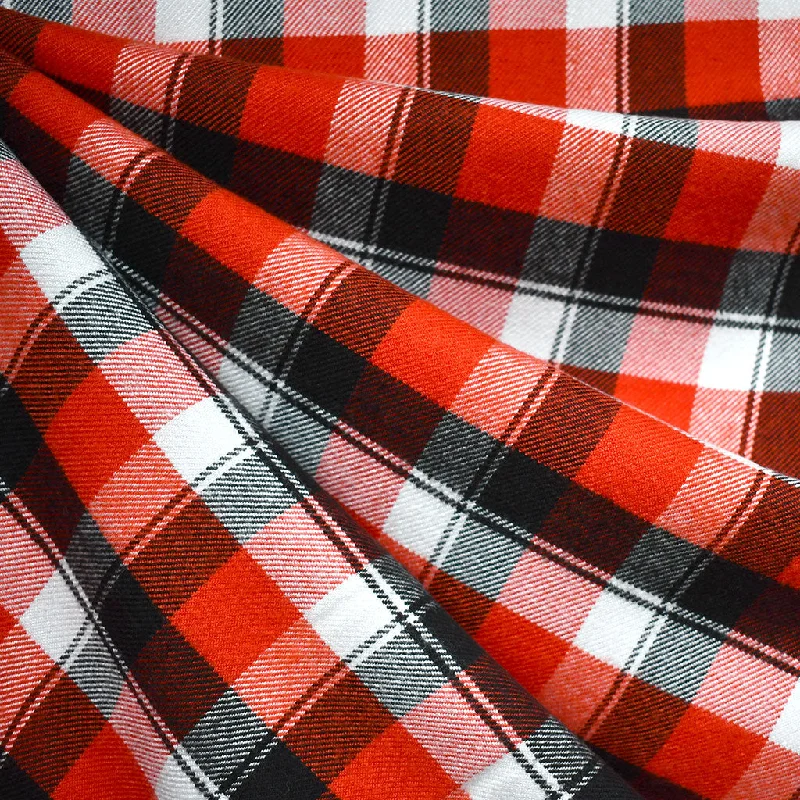 Soft Seawool Plaid Flannel Shirting Red/Black