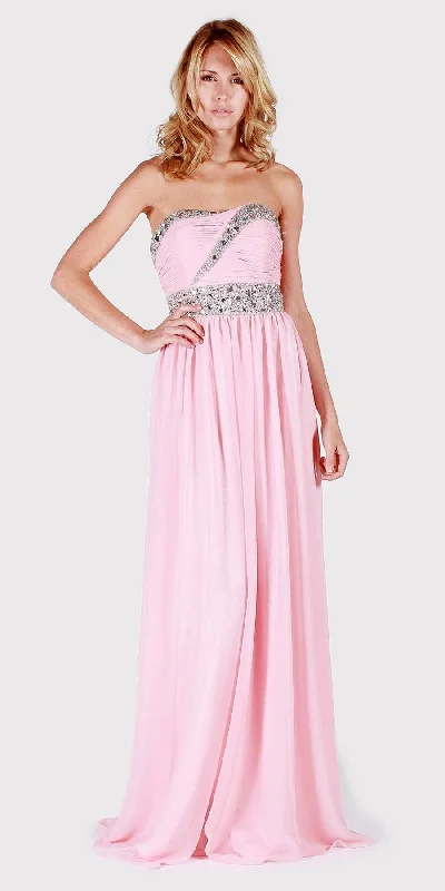 J&J Fashion 1459 Strapless Embellished Long Formal Dress