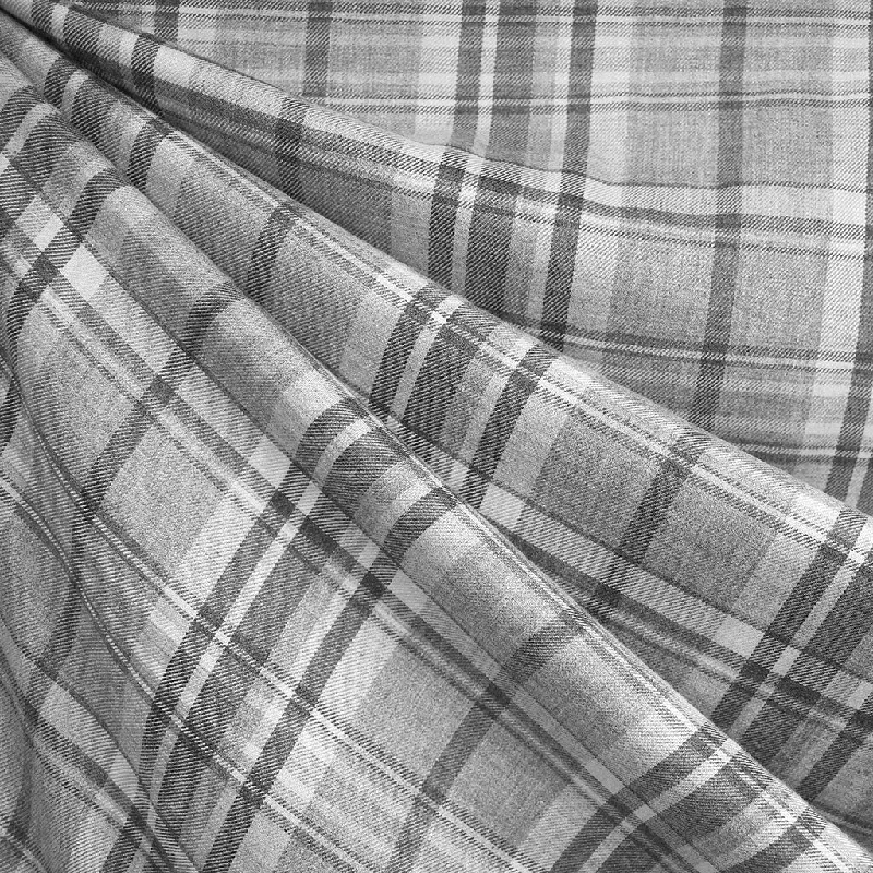 Tonal Plaid Rayon Twill Shirting Grey