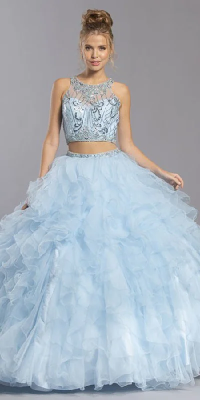 Aspeed L2281 Two-Piece Ruffled Long Quinceanera Dress Detachable Skirt