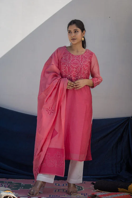 Urmul'Rama' Festive' Chanderi Kurti.(2Pc Kurta And Dupatta Set)