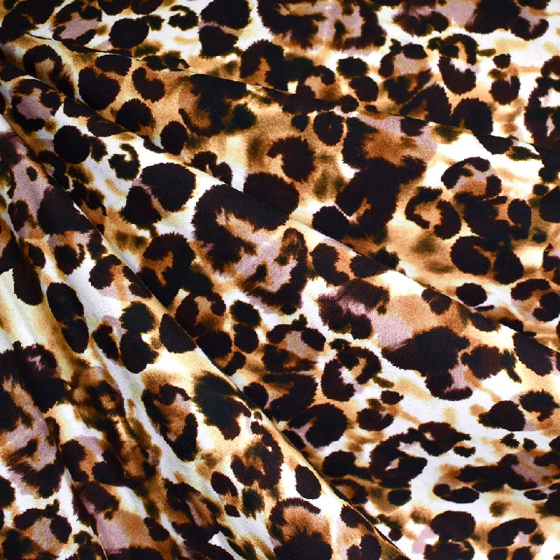 Watercolor Animal Print Jersey Knit Espresso/Amber