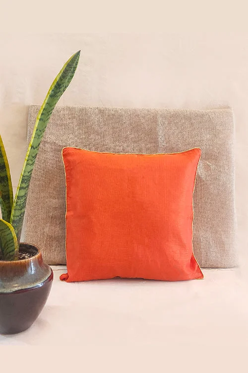 Whebyabira-Handmade Solid Orange Kota festive cushion cover