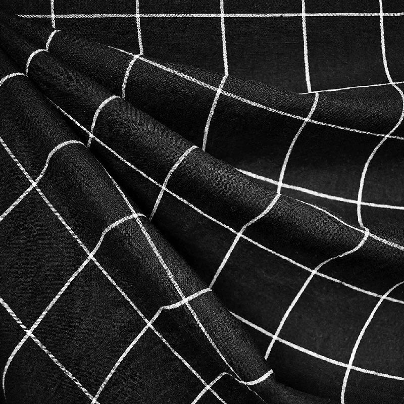 Window Plaid Yarn Dyed Linen Shirting Black/White