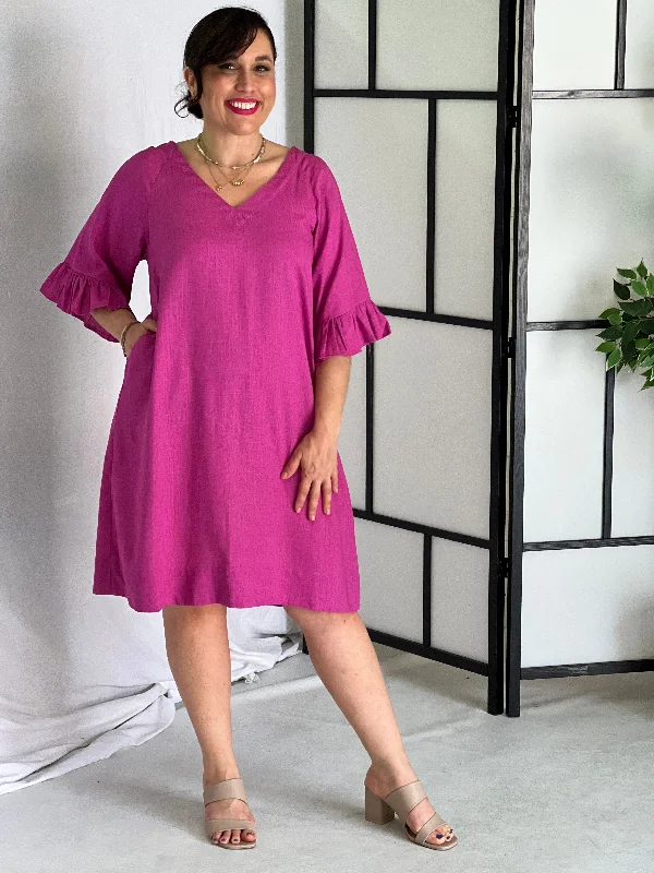 York Fuchsia Linen Dress