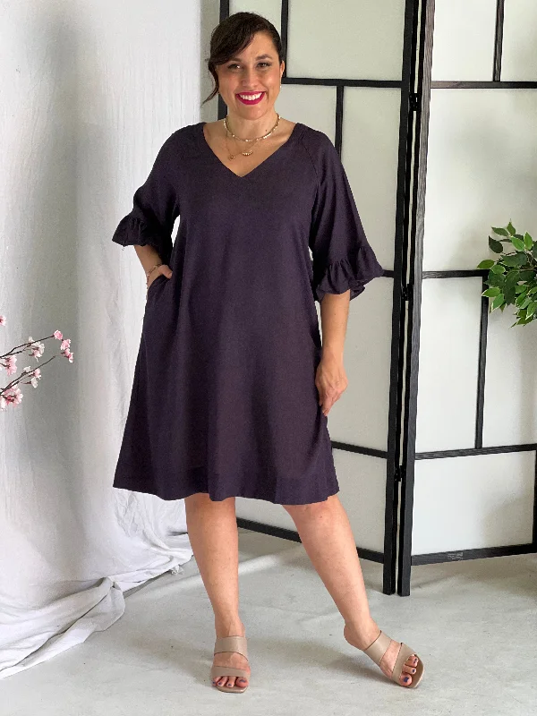 York Navy Linen Dress