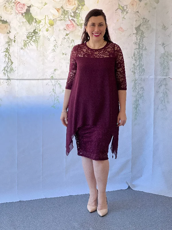 Zelda Burgundy Lace Dress