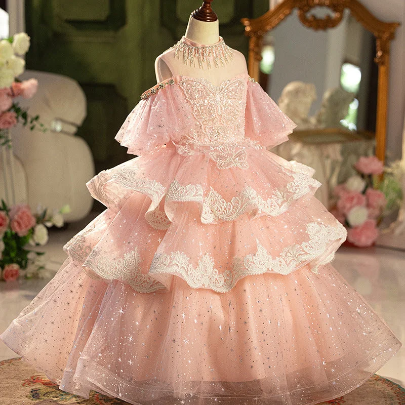 Cute Baby Girl Sequins Puffy Dress Toddler Pageant Birthday Ball Gown