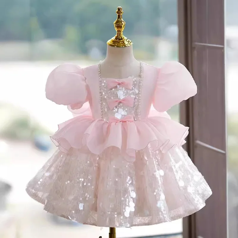 Cute Baby  Girl Sequins Summer Dress Toddler Birthday Princess Dress