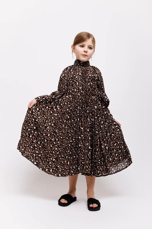 CHRISTINA ROHDE LEOPARD PLEATED DRESS