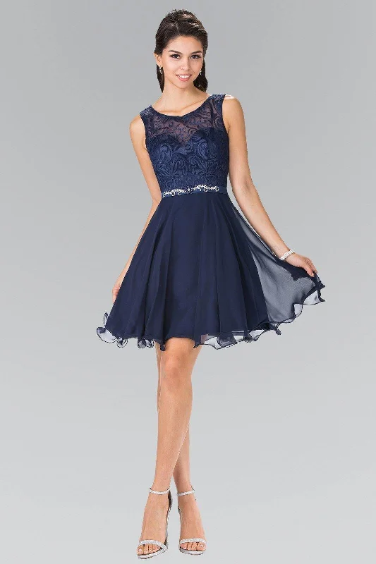 Lace Bodice A Line Short Graduation Dress