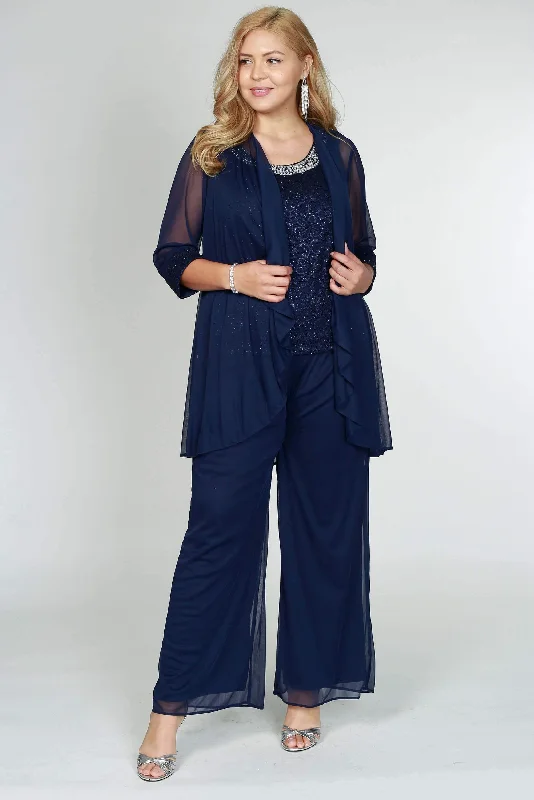 R&M Richards 5008P Petite Lace Pant Suit