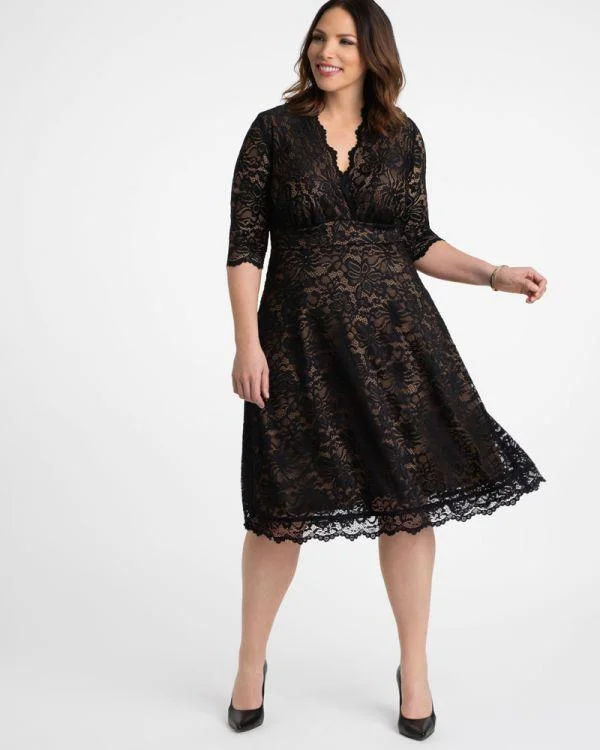 Kiyonna Short Lace Dress Long Sleeve