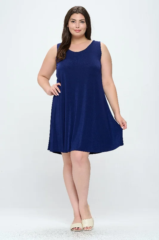 Plus Size Stretchy Tank Missy Dress Sleeveless- 7003BN-TXS1