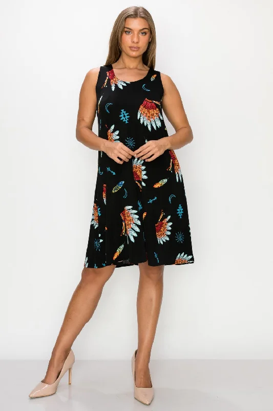 Plus Size Print Missy Tank Dress- 7003BN-TXP1-W321